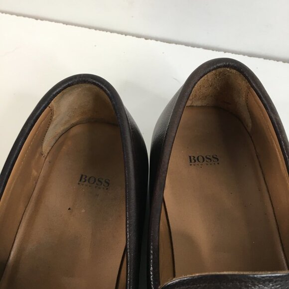 Boss Hugo Boss Portland Brown Pebbled Leather Bit Loafer Size 8 - Picture 5 of 13